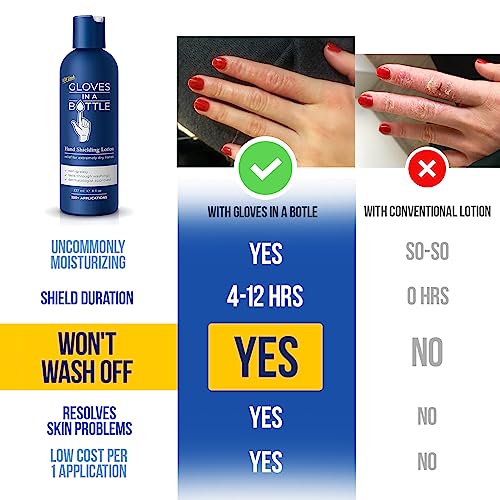 Gloves In A Bottle Shielding Lotion, Relief for Eczema and Psoriasis, (8 Fl Oz) with Pump