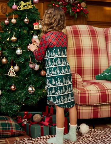 Arshiner Girls Nightgowns Long Sleeve Print Pajamas Nightdress for Kids Soft Sleep Wear Nighties(Purple Panda,7-8Y)