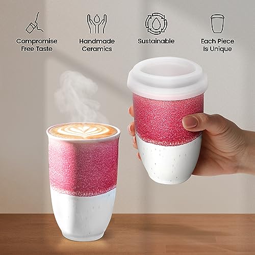 NOVA CERAMICS Travel Mug - Ceramic To Go Coffee Mug With Lid – Travel Mug Ceramic To Go Cup – Microwave & Dishwasher Safe Ceramic Coffee Mug With Lid - Gifts For Women Men Him Her – 12oz – Sage Green