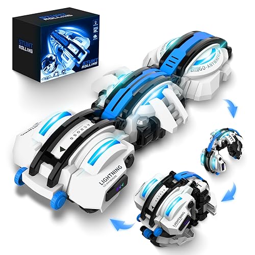 BAZADER RC Car with LED Lights - Remote Control Car Snakes 360° Roll Toy, Birthday for Kids Age 7 8 9 10 11+ Year Old, 2 Batteries 60+min, Indoor/Outdoor Toy for 6-12 yr Teen Boys