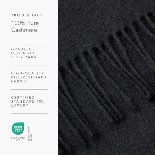 Fishers Finery Men's 100% Pure Cashmere Scarf, Warm and Comfortable (Black)