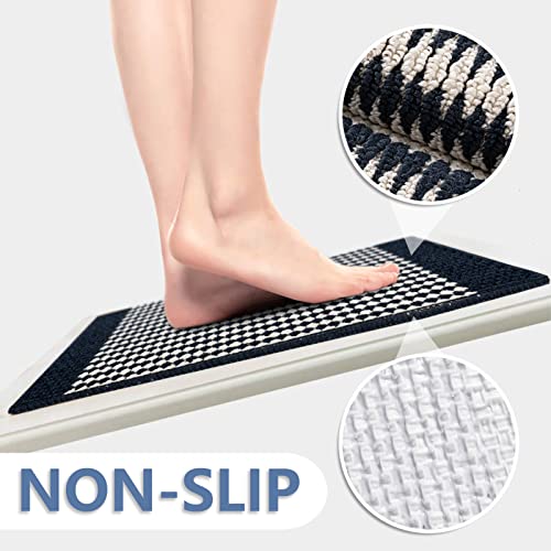 Timo Kitchen Runner Rug, 20"x32" +20"x63" Non Slip Rubber Backing Hallway Runner Rug, Absorbent Machine Washable Low Profile Small Runner Rug for Hallways Bedroom Entryway Laundry Room, Grey
