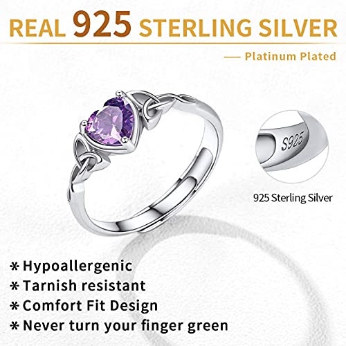 ChicSilver 925 Sterling Silver Claddagh Heart Promise Ring for Women Simulated Tourmaline October Birthstone Eternity Bands Wedding Rings Good Luck Irish Celtic Jewelry