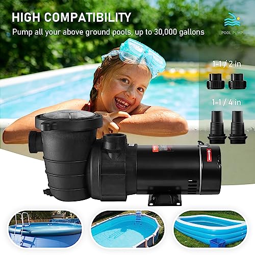 VEVOR Swimming Pool Pump, 1.5 HP 230 V, 1100 W Double Speed Pump for Above Ground Pool w/Strainer Basket, 5400 GPH Max. Flow, Certification of ETL for Security