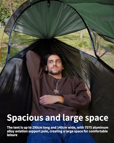 Travel Bird Camping Hammock Tent with Mosquito Net and Sunshade, Extra Large for 2 Person, Lightweight Hanging Hammocks Tree Straps Swing, Bivvy Ground Tent for Outside, Hiking, and Travel