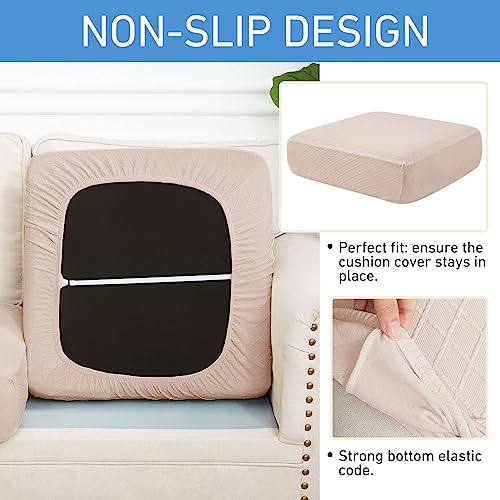 hyha Jacquard Couch Cushion Covers, Magic Sofa Covers Washable, Stretch Couch Covers for 3 Cushion Couch, Diamond Lattice, Thick Sofa Couch Covers for Sectional Sofa (1 Cushion Sofa, Wine Red)