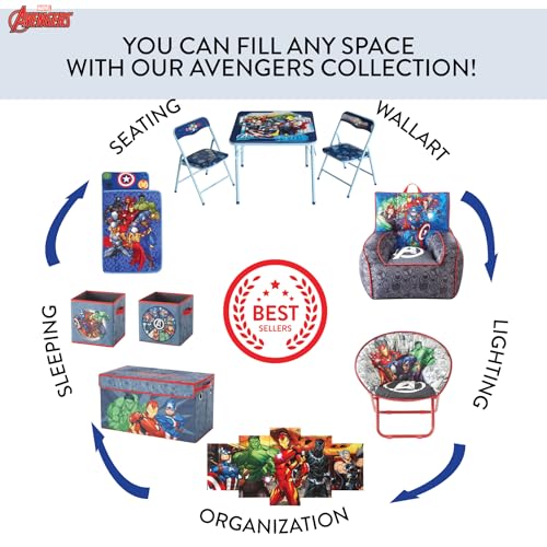 Marvel The Avengers 4 Piece Storage Solution Set with Pop Up Hamper, Collapsible Storage Trunk and 2 Nestable Storage Bins