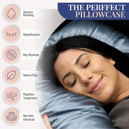 Blissy Silk Pillowcase - 100% Pure Mulberry Silk - 22 Momme 6A High-Grade Fibers - Silk Pillow Cover for Hair & Skin - Regular, Queen & King with Hidden Zipper (King, Pink)