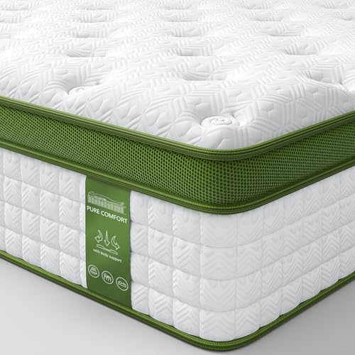 BedStory Queen Mattress, 10 Inch Hybrid Mattress Twin Size in a Box with Gel Memory Foam and Pocket Springs, Medium Firm Mattress, Pressure Relief & Motion Isolation, CertiPUR-Us Certified, No Odor