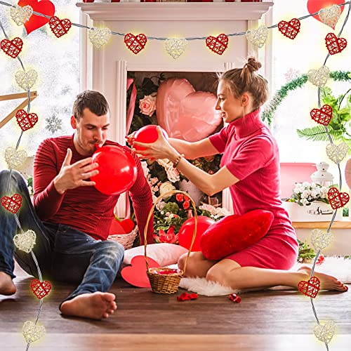Happy Trees Valentine String Lights, 10 FT 20 LED Heart Shape String Light, Romantic Fairy Lights Battery Operated Timer, Valentine Decor for Indoor Outdoor Wedding Anniversary Holiday Party
