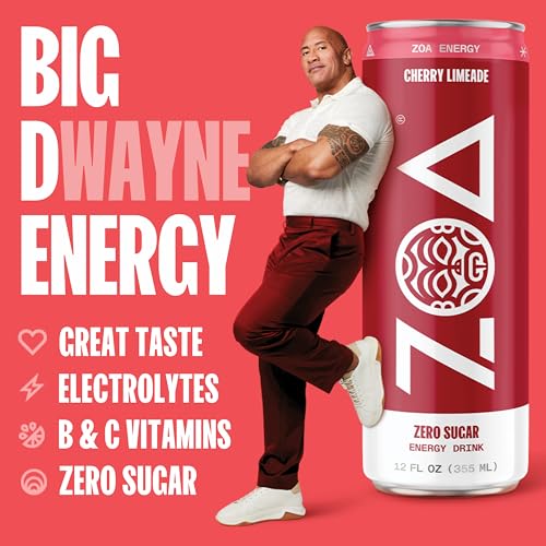 ZOA Zero Sugar Energy Drinks, Wild Orange - Sugar Free with Electrolytes, Healthy Vitamin C, Amino Acids, Essential B-Vitamins, and Caffeine from Green Tea - 12 Fl Oz (12-Pack)