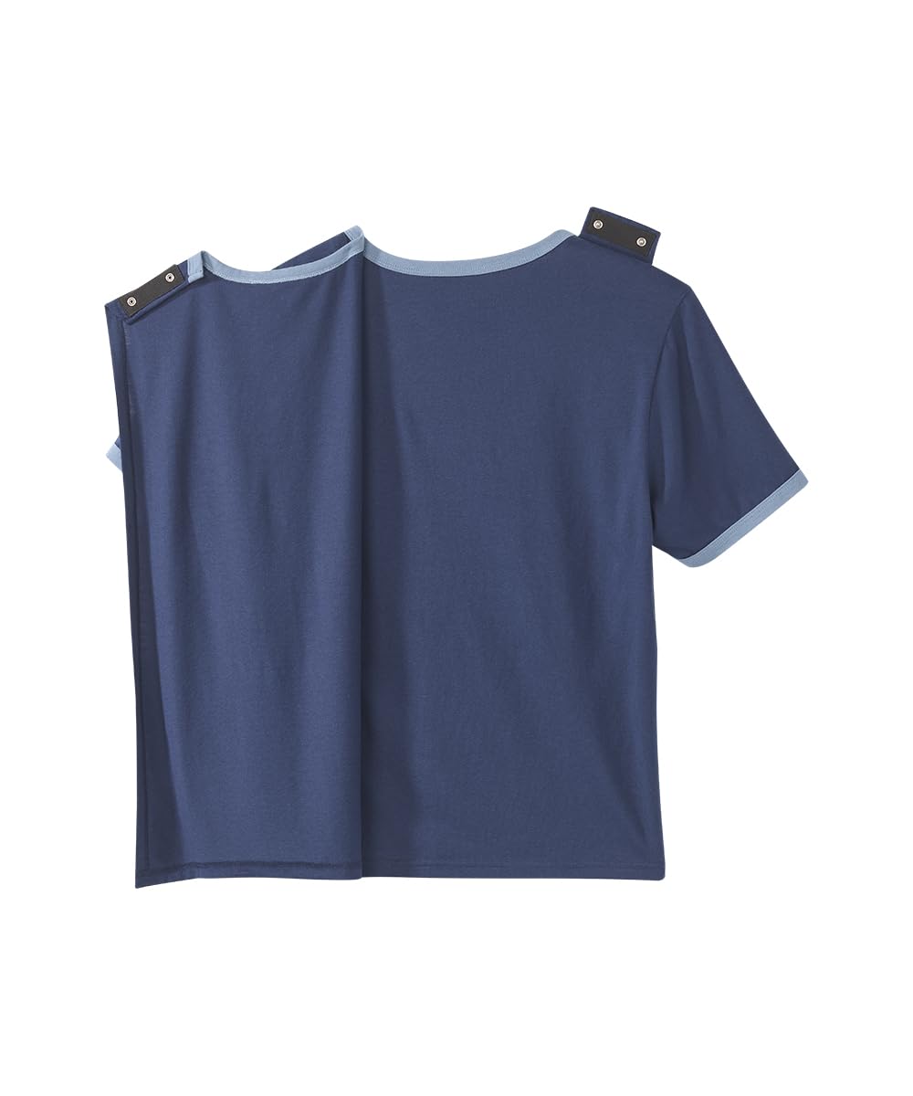 Silvert's Adaptive Clothing & Footwear Men's Open Back Colorblock T-Shirt - Navy & Steel Blue SMA