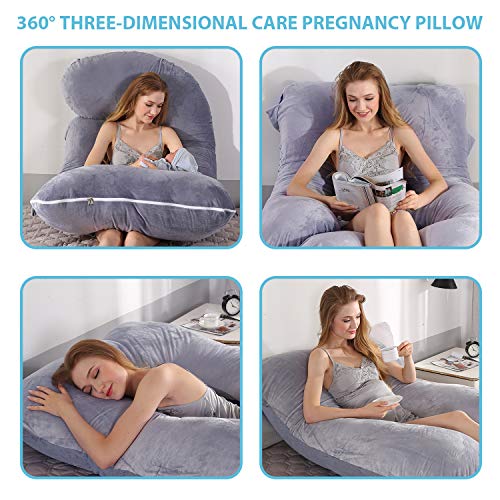 BATTOP Pregnancy Pillows for Sleeping,Full Body Maternity Pillow with Removable Cover,Support for Back,HIPS,Legs,Belly for Pregnant Women,Pregnancy Must Haves