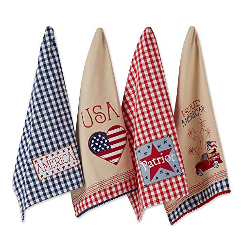 DII Patriotic Dish Towel Set 18x28, Decorative 4th of July Kitchen Towels, Americana Printed, 3 Count