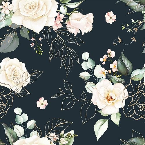 BaoHArtHome Dark Green and Gold Tropical Jungle Wallpaper 17.7in X 6.6ft Peel and Stick Wallpaper Contact Wall Paper Removable Bathroom Self Adhesive Renter Friendly Vinyl Wallpaper