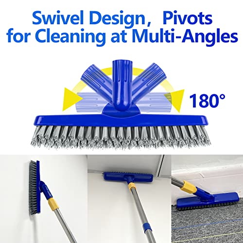 ITTAHO 2 Pack Grout Brush with Long Handle, 56.5'' Swivel Grout Cleaning Brush,V-Shape Grout Scrub Brush, Extendable Handle Grout Cleaner Brush for Tile Floors,Bathroom,Baseboard,Shower,Corner