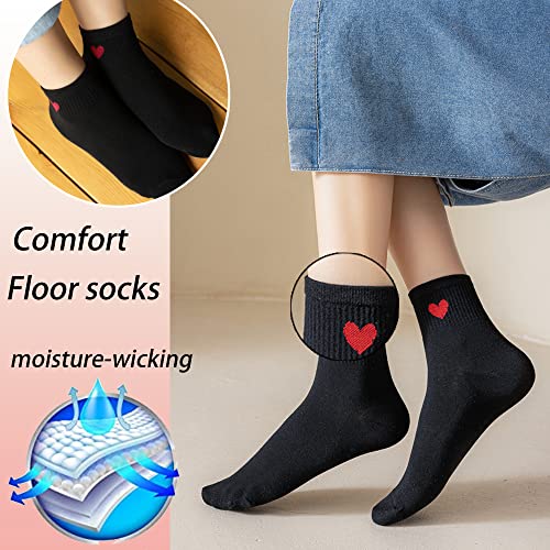 CHUNFO Cute Heart White Red Crew Women Socks Frilly Fun Bear Pattern Long Ankle Novelty Aesthetic Girls Sock 4 & More Pairs