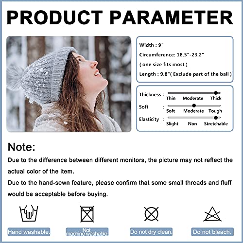 Women's Winter Beanie Warm Fleece Lining - Thick Slouchy Cable Knit Skull Hat Ski Cap (Cream)
