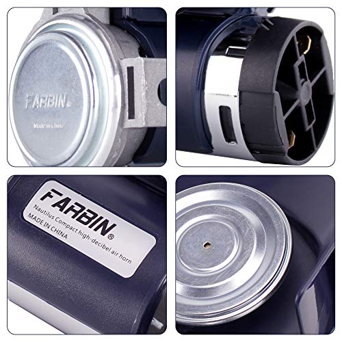 FARBIN Mini Air Horn 12V 150db Super Loud, Compact Car horn with Compressor and Wiring Harness for Any 12V Vehicles