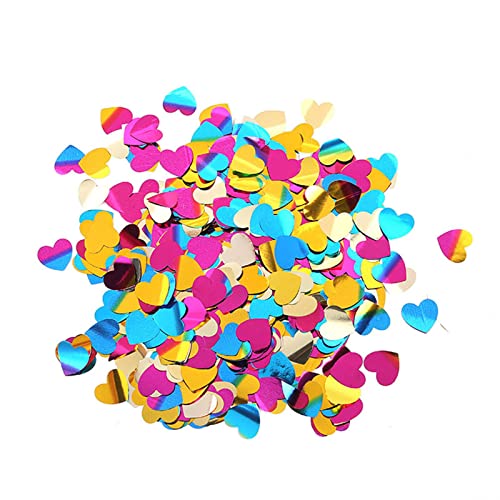 HIPIHOM 5000Pcs Multicolor Glitter Confetti Sequins for Wedding Birthday Party Christmas Table Decoration DIY Crafts, 0.6 inches, Heart