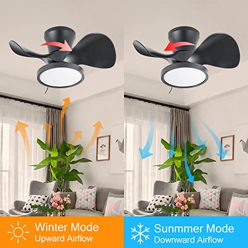 TALOYA 52 inch Ceiling Fans with Lights,Remote Control Multifunctional Quiet Fan with Three Color Temperature and Dimmable Light with Reversible Blades Black