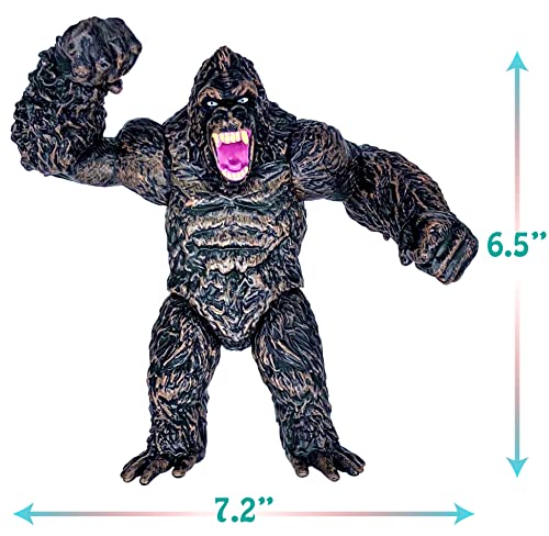 TwCare King Kong vs Godzilla Attack Action Figure 6.5” Fight Mode Gorilla Ape Solid Wild Movie Series, Travel Bag