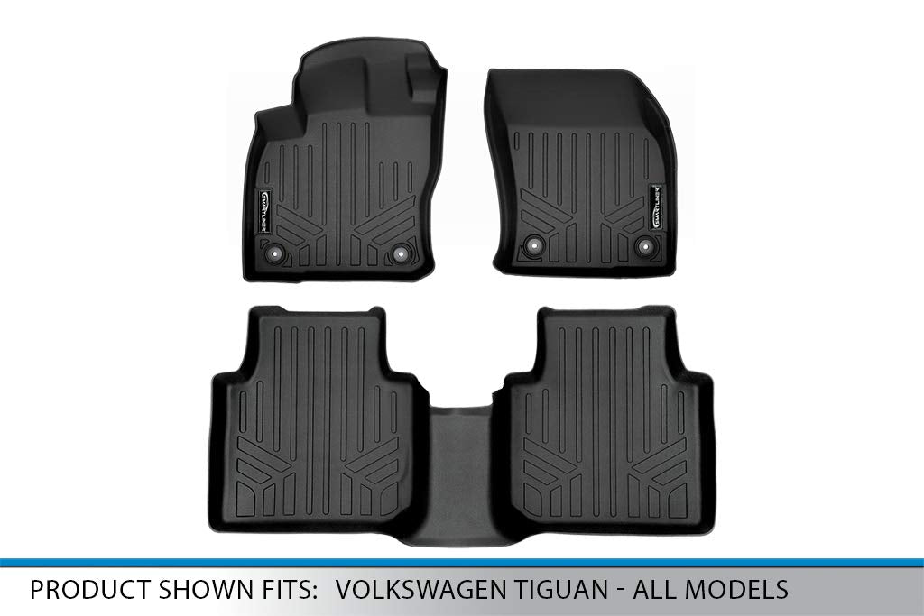 SMARTLINER Custom Fit Floor Mats 2 Row Liner Set Black Compatible with 2018-2023 Volkswagen Tiguan - All Models