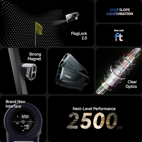 Gogogo Sport Vpro 2024 Golf Hunting Range Finder 2500 Yards Laser Rangefinder ZeroIn Disc Golfing with Slope Magnet (Black)