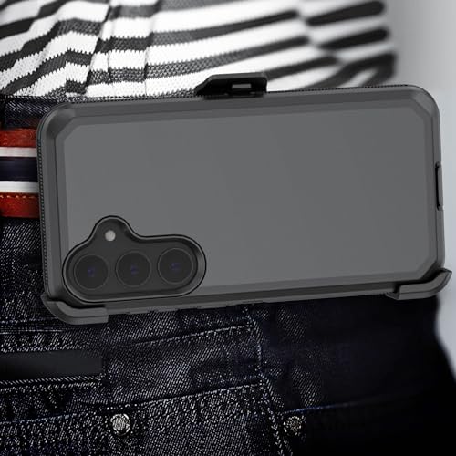 TASHHAR Phone Case for Samsung Galaxy S24 Plus case,Heavy Duty Hard Shockproof Armor Protector Case Cover with Belt Clip Holster for Samsung S24+ 2024 Phone Case (Black)