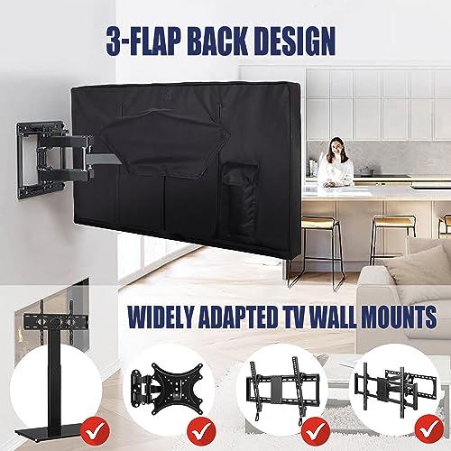 IC ICLOVER 41-43 inch Outdoor TV Cover, Roll up Front Flap with Non Scratch Soft Liner Protect LED Screen, Zipper Access Weatherproof TV Protector, Outside Waterproof Television Cover fit Wall Mount