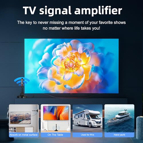 HD Digital TV Antenna Small Indoor Outdoor, Includes Magnetic Base and 360° Reception Support Smart 4K 1080P Fire and All Older TV's HDTV Television for Free Local Channels -10ft Coax Cable