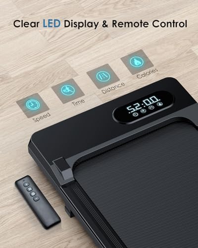 HomeFitnessCode Walking Pad, 5MPH Under Desk Portable Treadmill for Home & Office, 38.5"×15.2" Running Belt, Quiet<45dB, Remote Control, 300 LBS Capacity, Black