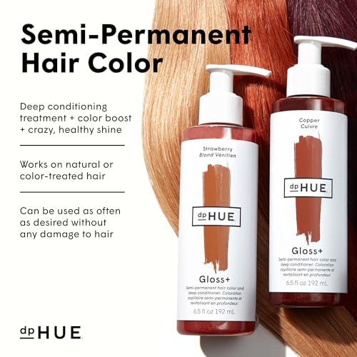 dpHUE Gloss+, Medium Brown - 6.5 oz - Semi-Permanent Hair Color & Conditioner - Lasts Up to Eight Washes - Paraben, SLS & SLES Sulfate Free - Vegan, Leaping Bunny Certified