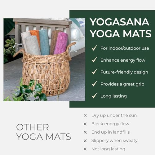 Yogasana Organic Cotton Yoga Mat - Non Slip Hand-Woven Foldable Yoga Rug Provides Excellent Comfort, Traction & Support - Travel Extra Thick Yoga Mats for Indoor & Outdoor Use - 24 x 72 Inches, Air