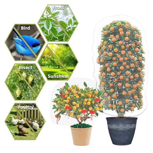 Bird Netting for Garden Protection, CANAGROW 4 Pack Garden Plant Mesh Netting Covers Bags with Drawstring, Insect Bird Barrier Bug Netting for Fruit Blueberry Bushes Vegetable Flower (3.3x2.6FT)