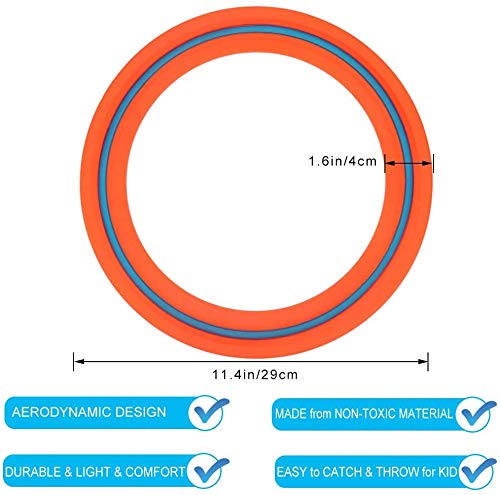 Flying Disc for Kids Adults 11 inch Flying Ring, 3 Pack Beach Backyard Sports Play Soft Discs,Best Sport Outdoor Tossing Toy Gift for 4+ Year Old Boys Girls Family 3PCS (Yellow,Orange & Turquoise)