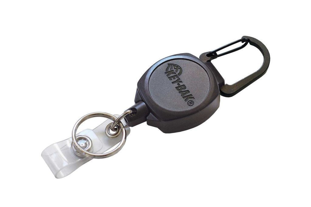 Key-Bak Sidekick Professional Heavy Duty Self Retracting ID Badge / Key Reel with Retractable Kevlar Cord, 24" Black (2 Pack)