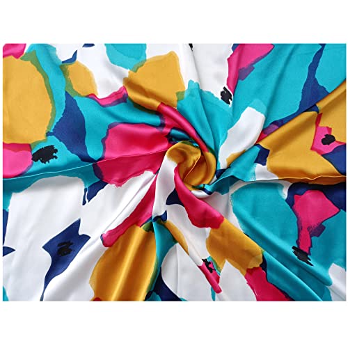 tagunop Silk Feeling Scarf Fashion Pattern Large Square Satin Headscarf for Women 27 Inches Black Cashew