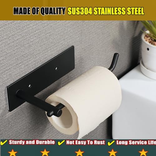 Alise Black Toilet Paper Holder,Bathroom Tissue Holder Toilet Paper Roll Holder Storage Dispenser,SUS304 Stainless Steel Paper Rack,Wall Mount with Self-Adhesive and Screws Drilling,GWLD5180-B