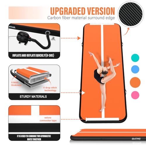 IBATMS Air Tumbling Mat Tumble Track, 4/8inches Inflatable Gymnastics Air Mat for Home Use/Training/Cheerleading/Yoga/Water with Air Pump