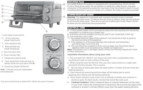 BLACK+DECKER Crisp 'N Bake Air Fry Countertop Convection Toaster Oven, Medium Capacity, 4-Slice, 5-in-1, Fits 9” Pizza, 30-Min Timer, Bake, Broil, Air Fry, Toast, Keep Warm, Stainless Steel