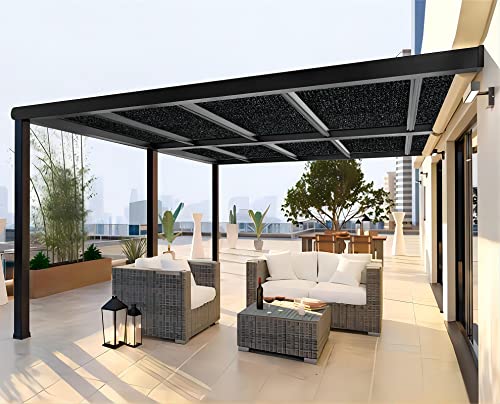 Shatex 90% Shade Fabric Sun Shade Cloth Taped Edge with Grommets Sun-block Mesh Shade for Pergola Cover Canopy 8’ x 12’, Black