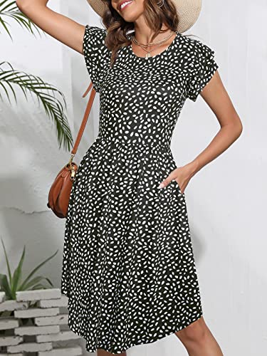 YATHON Summer Dresses for Women 2024 Floral Knee Length High Low Hem Dress with Pocket (YT231-Blue White F 03,S)