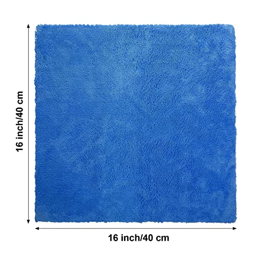 Shimeyao 30 Pcs Edgeless Microfiber Plush Towels for Cars Detailing Drying Wash Polishing Absorbent Cleaning Cloths, 500 GSM, 16 x 16 Inch(Dark Blue)