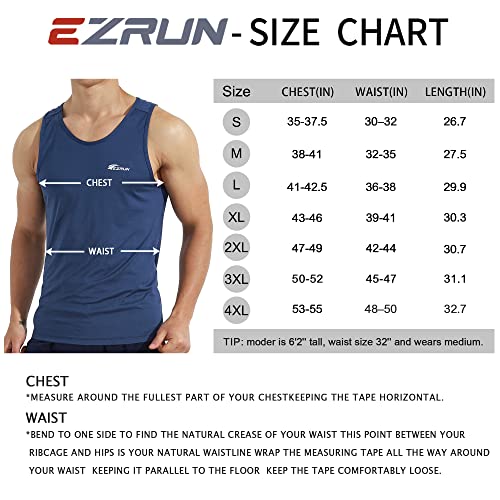 EZRUN Men's Quick Dry Workout Tank Top Swim Beach Shirts for Gym Athletic Running Muscle Sleeveless Shirts(LightGray,4XL)