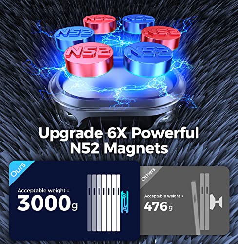 Magnetic Phone Holder for Car Metal Upgrade 6X Magnets Phone Mount Double 360° Rotation Super Sticker Phone Holder Car Mount Easy Install Suitable for Dashboard Screens Compatible with All Phone black