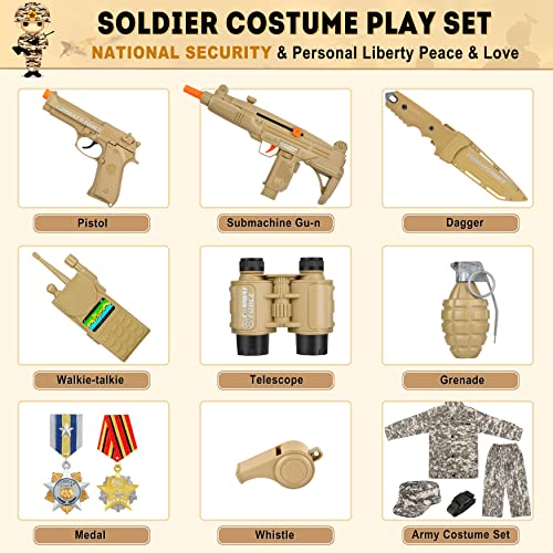 INNOCHEER Army Costume for Kids, Halloween Costumes for Boys Kids, Boys Military Soldier Costume for Boy Kids Age 3-6-8-10-12