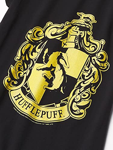 Harry Potter Simple Hufflepuff Girl's Solid Crew Tee, Black, Small