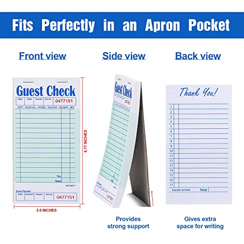 Methdic Guest Checks Server Note Pads 250 Orders Waitress Notepad for Restaurants (5 Books)
