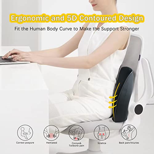 Super Snug Lumbar Support Pillow for Car, 100% Memory Foam Lumbar Pillow with Breathable Removable Cover, Ergonomic Design - Back Pillow Lumbar Support Pillow for Car Seat/Back Pain Relief(Black, Sam)